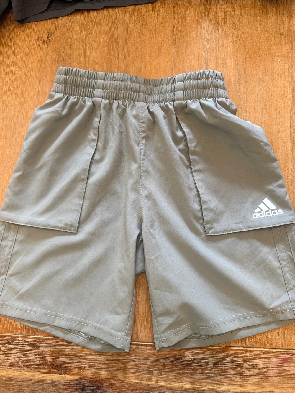 adidas Khaki Boys' Athletic Shorts with Logo